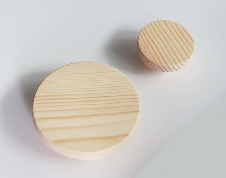 Pine Wood Drawer Knobs Set of 2 Round Wooden Knobs Etsy
