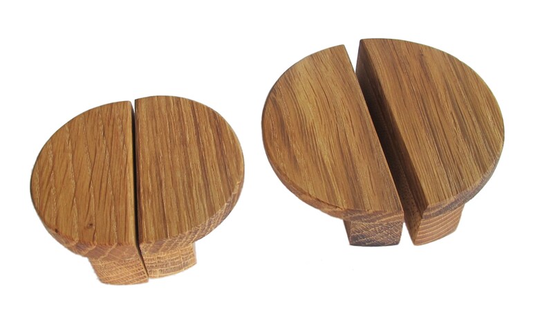 Set Of 2 Modern Drawer Knobs Wooden Drawer Pull Handles Oak Wood