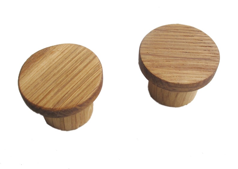 Round Wooden Drawer Pulls Set of 2 Modern Cabinet Knobs Oak Wood Drawer Knobs