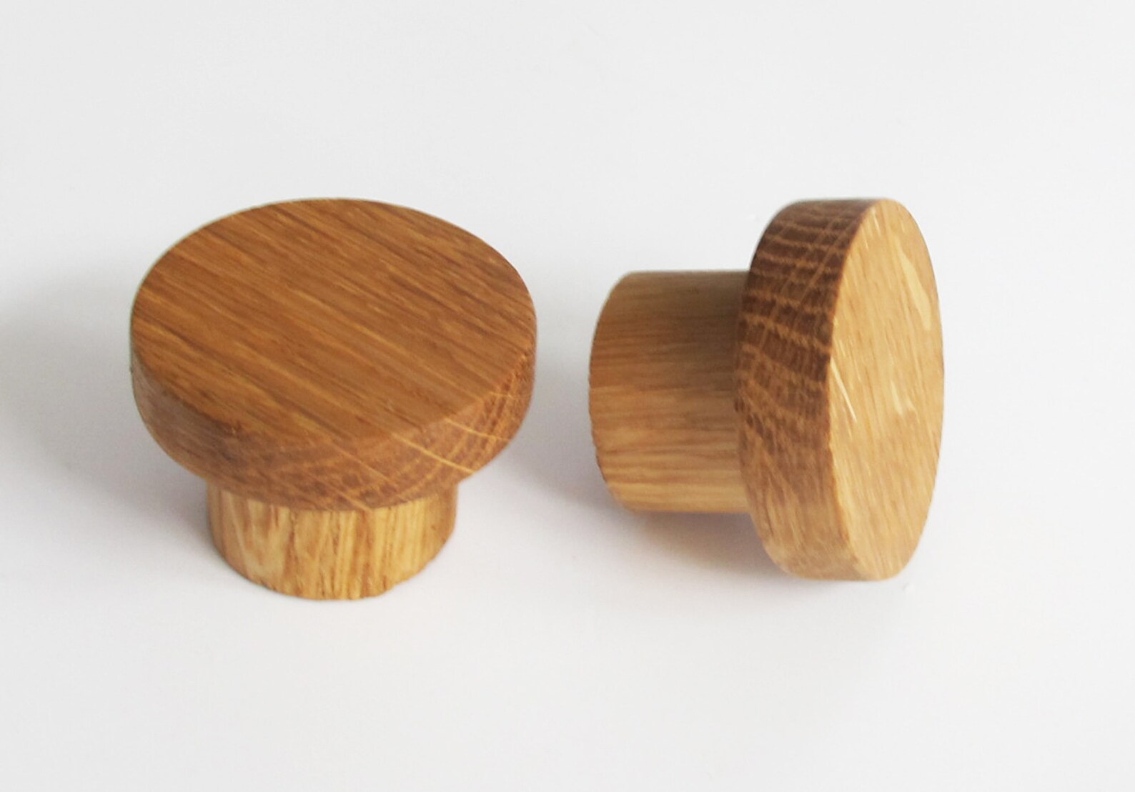 Set of 2 Modern Knobs Oak Wood Small Drawer Knobs Etsy