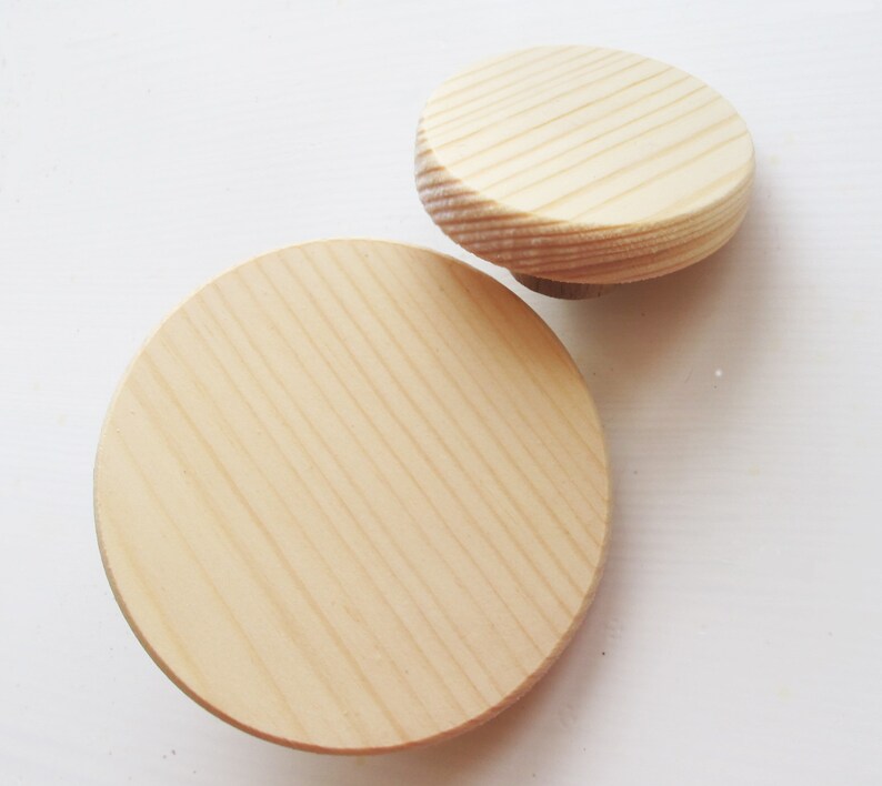 Pine Wood Drawer Knobs Set of 2 Round Wooden Knobs Etsy