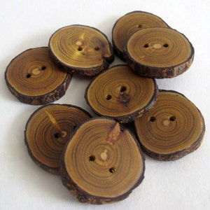 Rustic Wooden Buttons, Set of 7 Wood Buttons 1 inch, Branch Buttons, Sewing Round Buttons