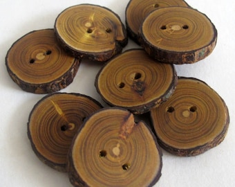 Rustic Wooden Buttons, Set of 7 Wood Buttons 1 inch, Branch Buttons, Sewing Round Buttons