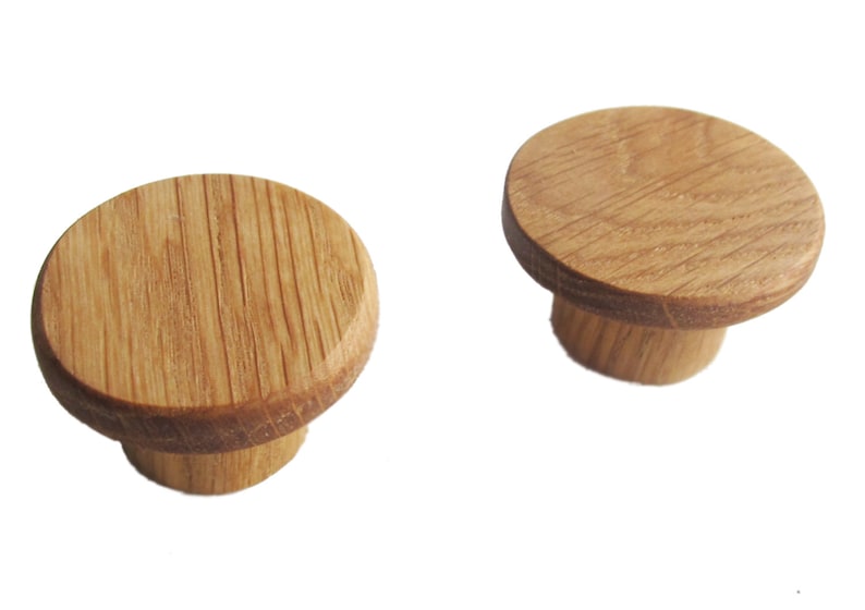 Round Wooden Drawer Pulls Set of 2 Modern Cabinet Knobs Oak Wood Drawer Knobs