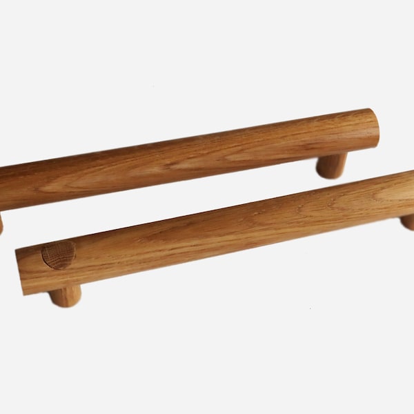 Pair Oak Wood Glass Door Handles, Double Sided Wooden Door Pulls