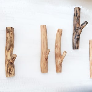 Small Oak Branch Decorative Hooks, Real Wood Coat Wall Hooks, Rustic Wooden Wall Hanger