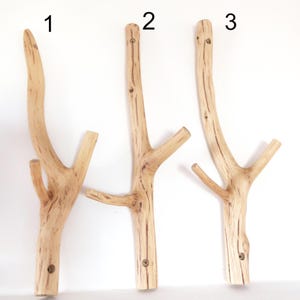 Real Oak Branch Wall Hook, Double Coat Hook, Wooden Wall Hook