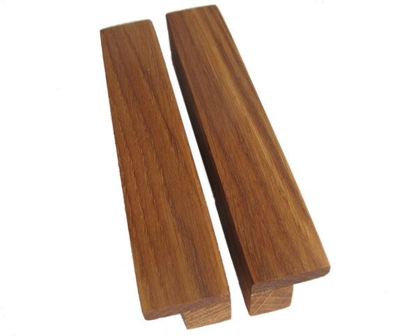 Set Of 2 Modern Cabinet Pulls Oak Wood Drawer Handles Wooden Drawer Pulls