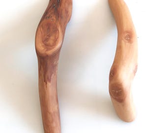 Rustic Fruitwood Door Handle: Unique Organic Shape, Reddish Brown