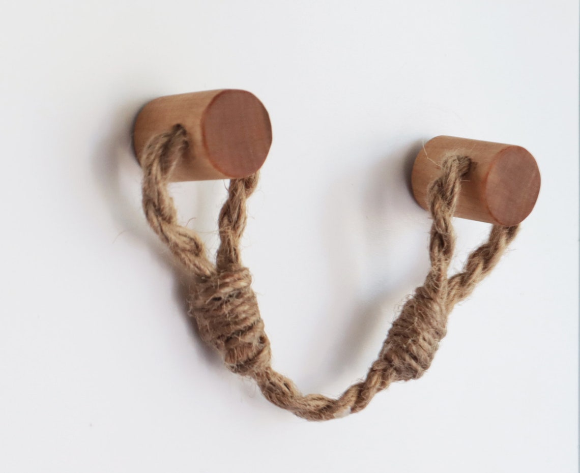 Nautical Drawer Handle Wood and Jute Rope Pulls Etsy