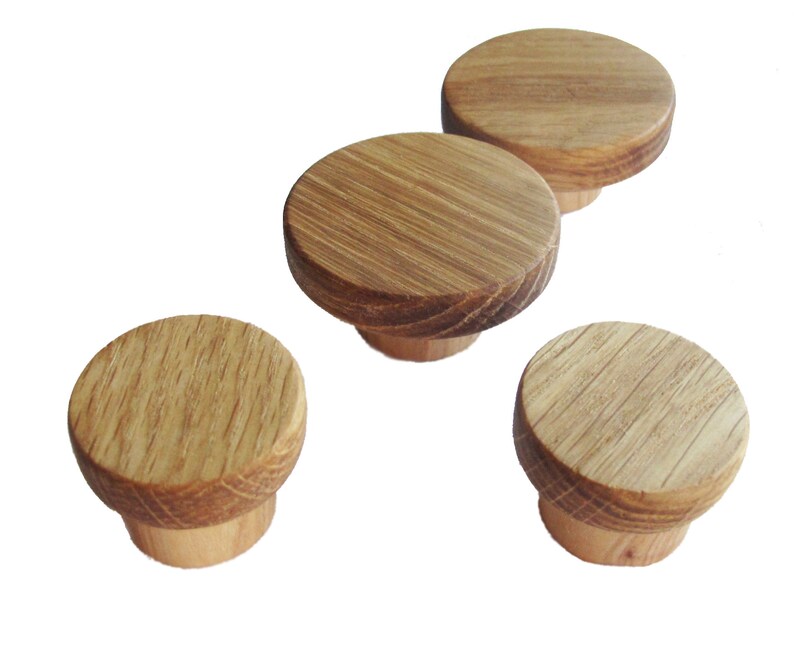 Round Wooden Drawer Pulls Set of 2 Modern Cabinet Knobs Oak Wood Drawer Knobs
