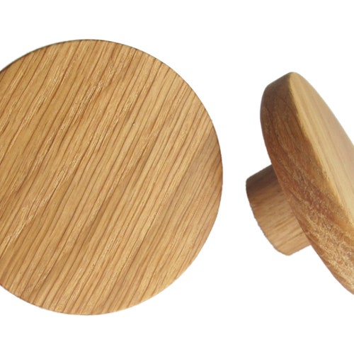 Modern Knobs 2 Oak Wood Drawer Knobs Round Wooden Etsy Australia