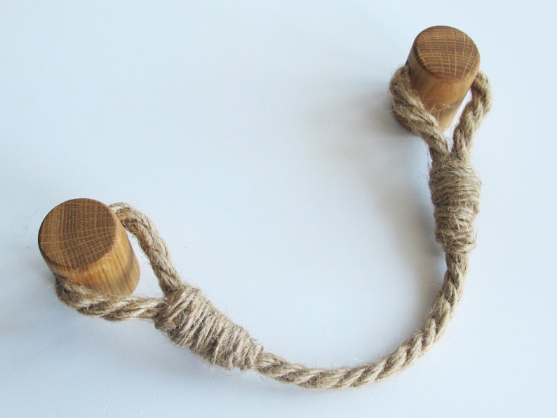 Jute Rope Nautical Drawer Pull Nautical Drawer Handles Wood Etsy