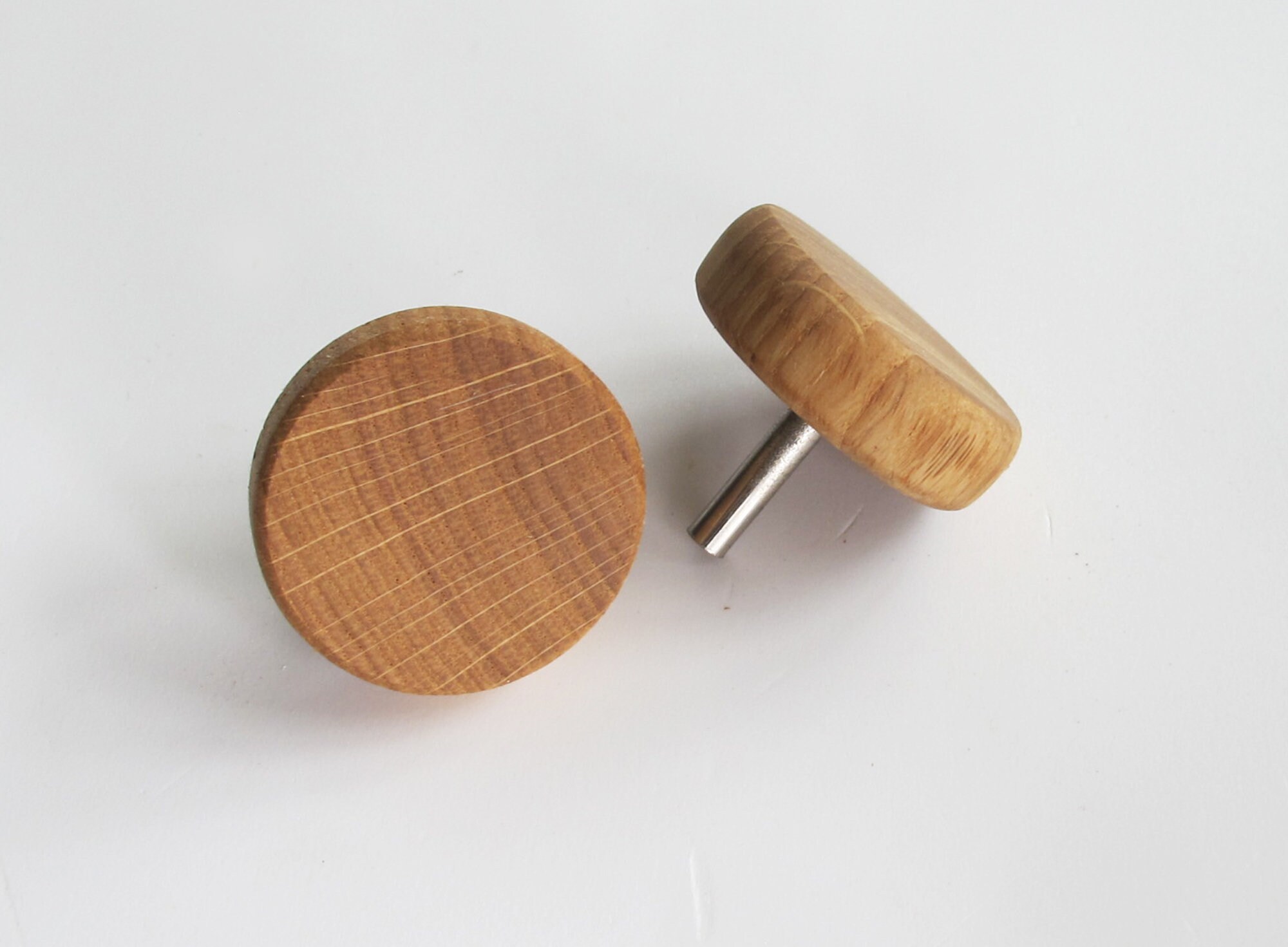 Oak Wood Drawer Knobs Set of 2 Wooden Knobs Rustic Etsy