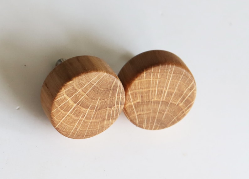 Oak Wood Drawer Knobs Set of 2 Wooden Knobs Rustic Etsy