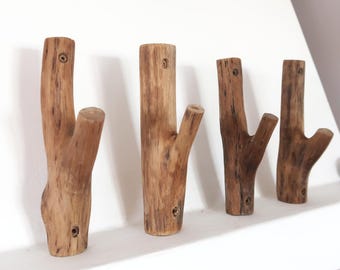 Small Oak Wood Wall Hook: Natural Farmhouse Hanger