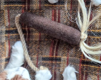 Felt Catnip Rat Kicker Toy: Natural Wool & Sisal Rope