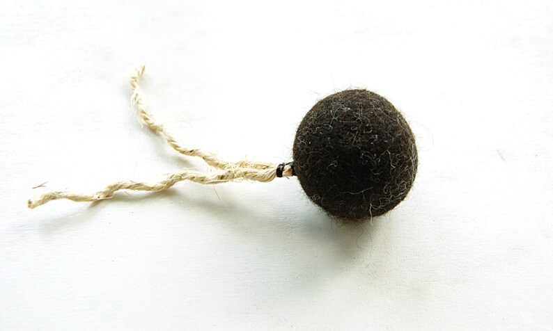 Cat toy felted ball with sisal rope dark brown felted cat toy catnip ball image 2