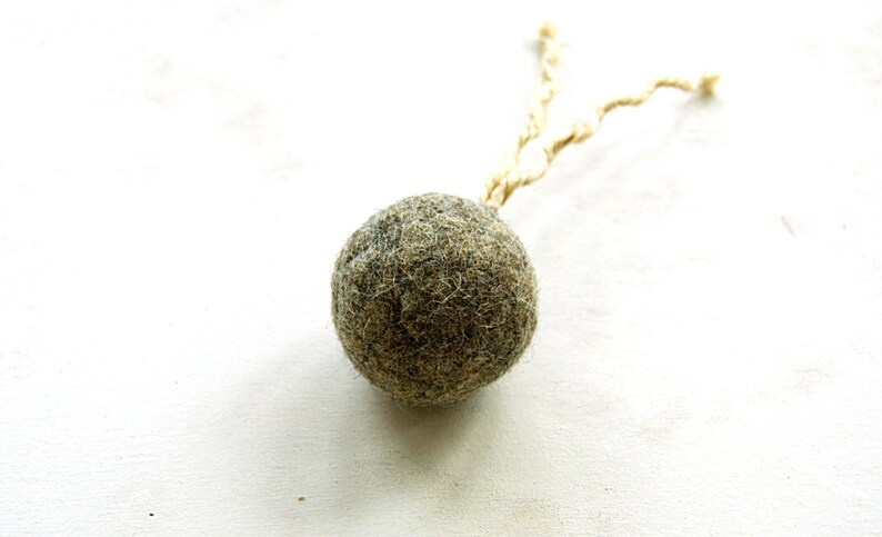 Felted cat ball in cappuccino color with tail wool ball natural cat toy kitten toy image 2