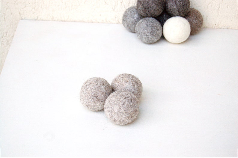 Felt Organic Catnip Ball Toy Brown set of 3 Heavy duty felted ball felt ball image 5