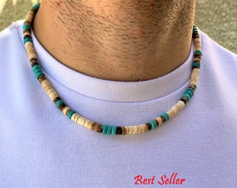 Heren kralen ketting * Turquoise ketting * Afrikaanse ketting * Surfer ketting * Heren ketting * Mannen Afrikaanse sieraden * Cadeaus voor mannen