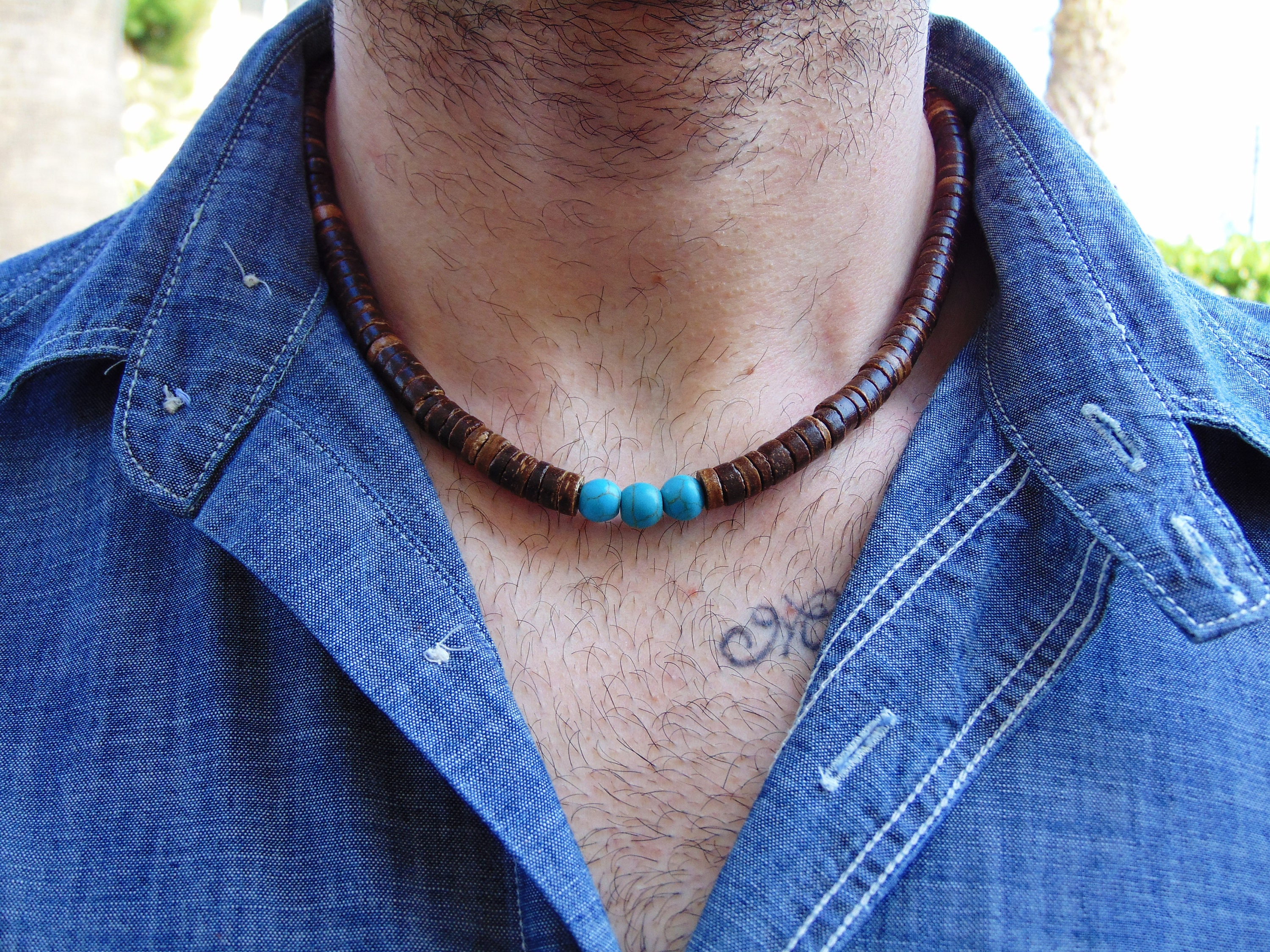 Mens Beaded necklaceTurquoise NecklaceAfrican | Etsy
