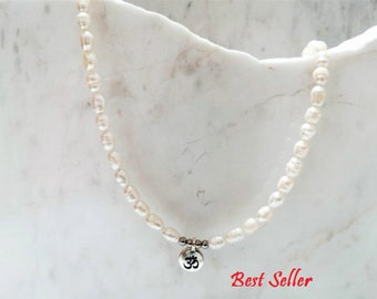 Men's Pearl Necklace with Charm, Beaded Pearl Necklace for Men, Gifts for him. Guy Gift, Boho Necklace Men