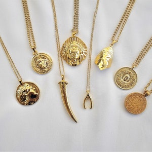 Gouden ketting heren, gouden ketting herenketting met hanger, ketting heren Leo medaillon, hoorn gelaagdheid lange ketting, Boeddha munt ketting