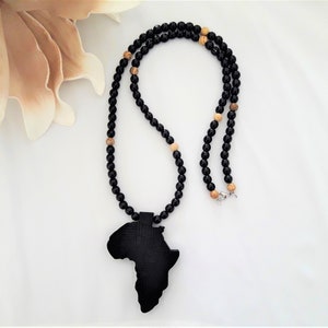Collier de perles africaines pour homme / Collier long en bois homme / Collier bohème homme
