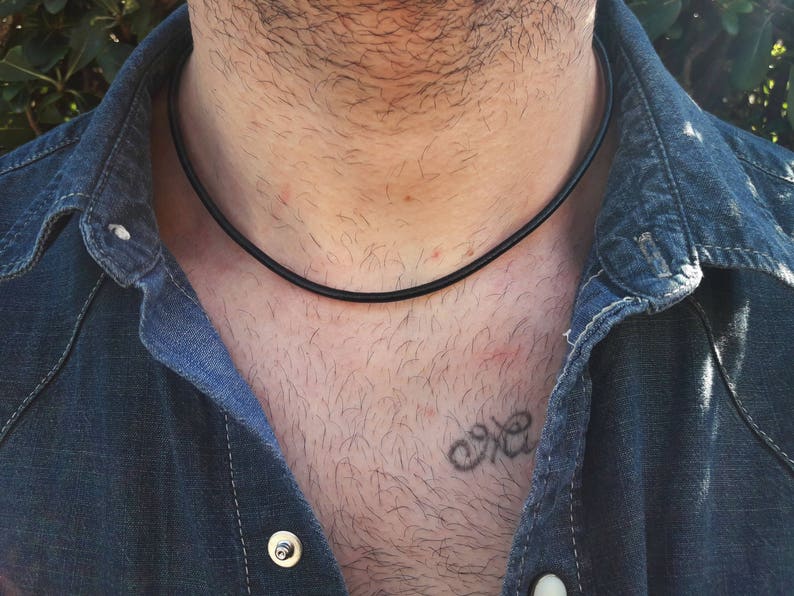 Mens Necklace*Leather choker*Choker necklace*Black leather choker*Surfer Necklace*Gift for him*Boyfriend Gift*Beach Necklace