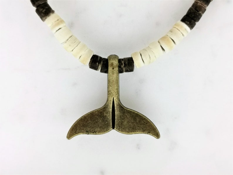 Whale Tail Necklace for Men, Gold chain necklace men, Beaded Layered Necklace, Curb chain necklace, Gifts for him image 3