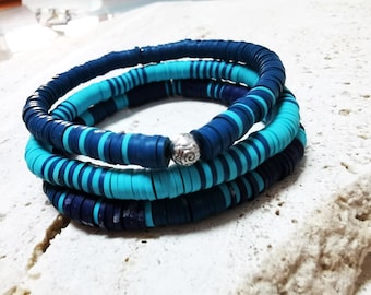 Men's Beaded Stretch Bracelet Set: Boho Surfer Style
