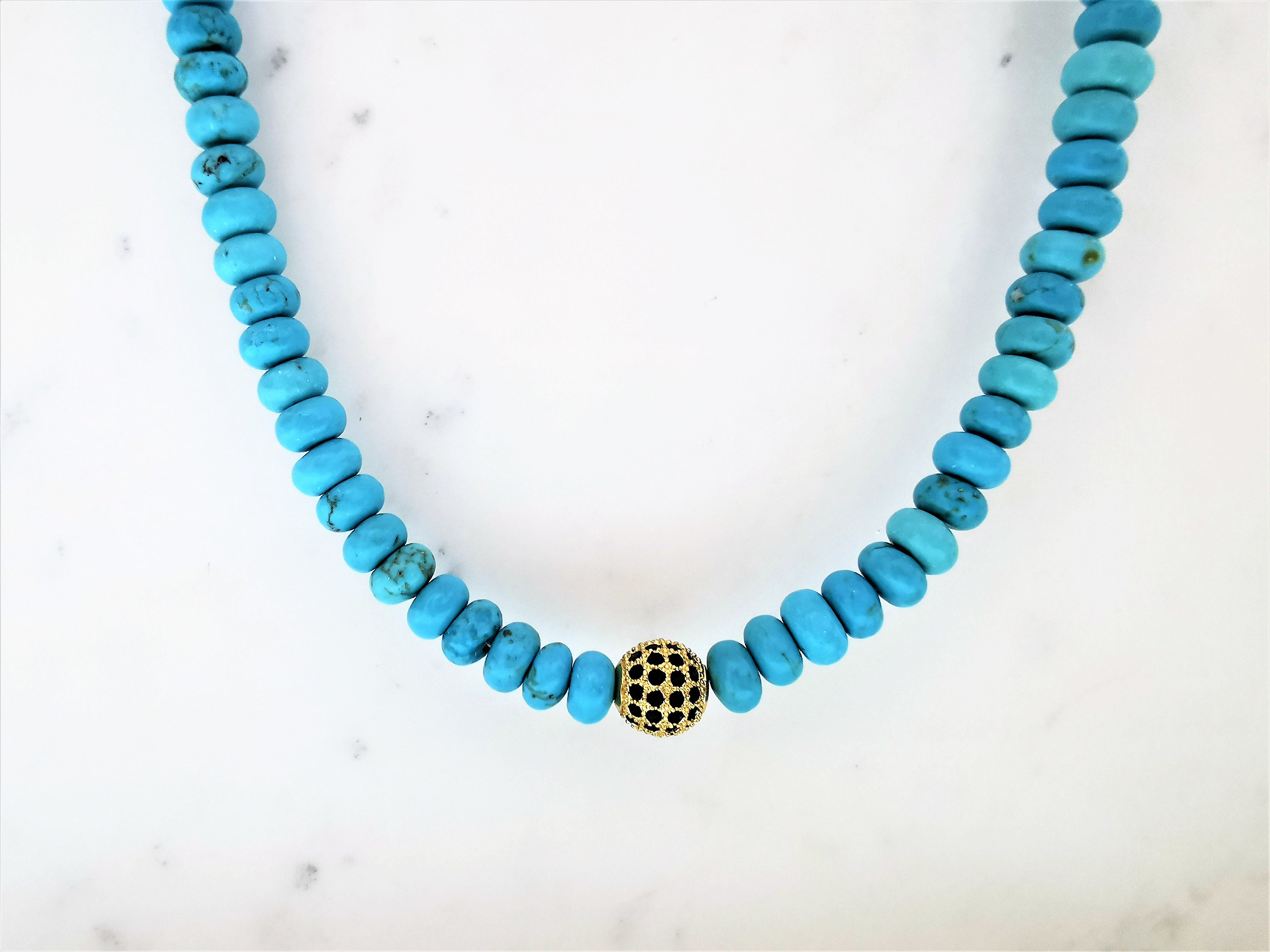 Turquoise Beaded Necklace for Men Long gemstone necklace Men | Etsy