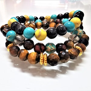 Tiger Eye Mens Beaded Bracelet, Gemstone Bracelet For Men, Stacking Bracelet Gift for Him