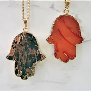 Mens Hamsa necklace, Gold Gemstone Necklace, Protection Layering Necklace, Gifts for men