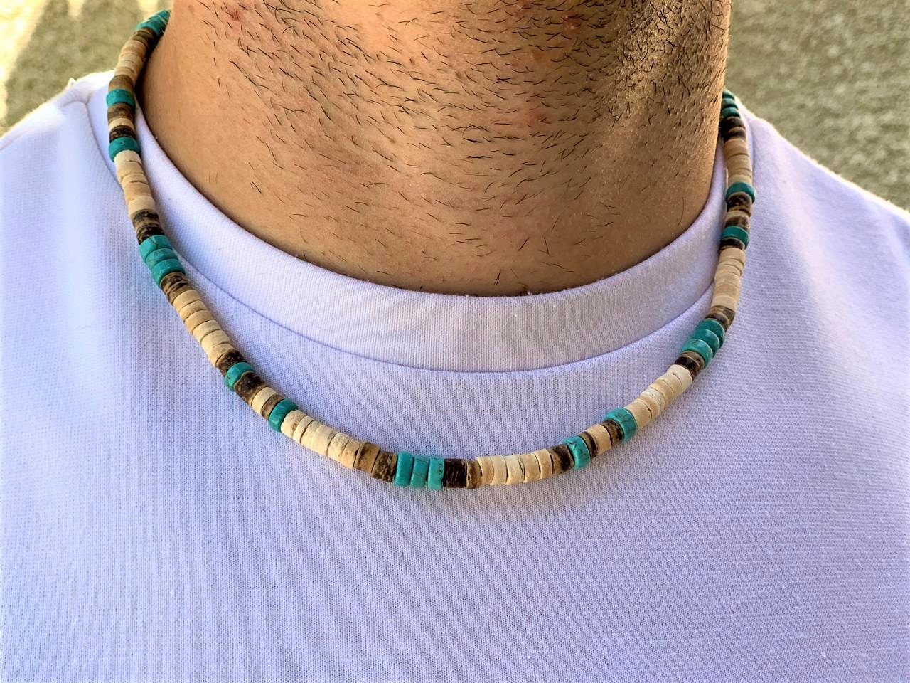 Mens Beaded Necklaceturquoise 