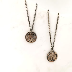 Men Medallion coin necklace, Men gold Disc necklace, Chain necklace Guys Gift
