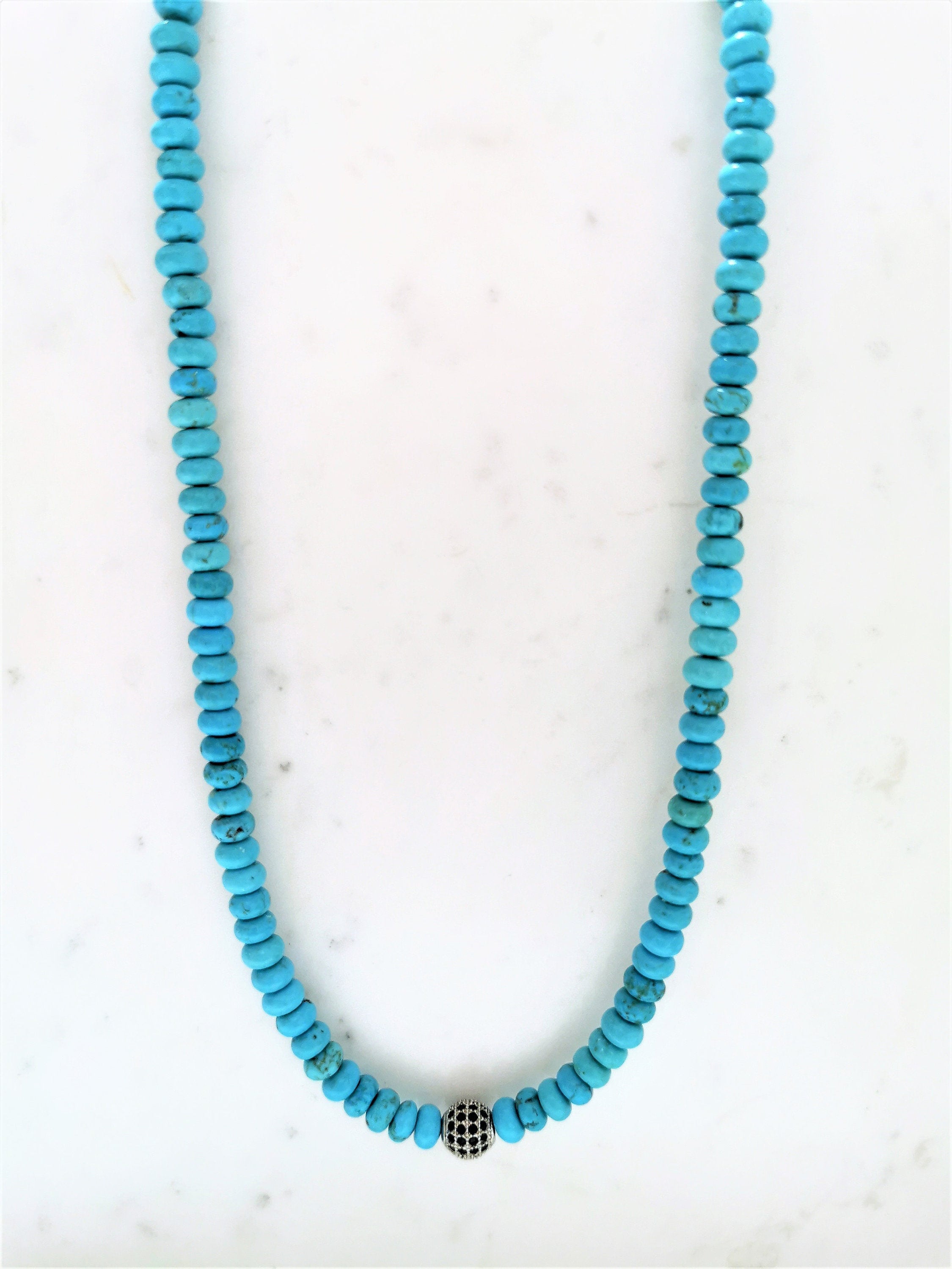 Turquoise Beaded Necklace for Men Long gemstone necklace Men Etsy