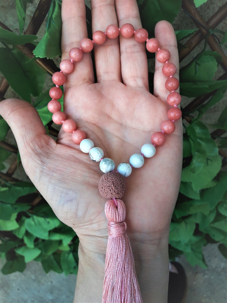 Rosary Mala Beads Pocket Prayer Beads Pink Stone Etsy