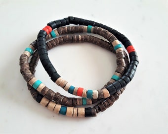 Heishi-kralenarmband heren: boho stapelbare stretcharmband