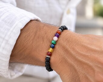7 chakra armband, chakra stenen armband, helende kristallen armband, zeven chakra sieraden, spirituele armband, energie armband, yoga armband