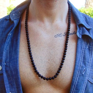 Herenketting met kralen*Zwarte onyxketting*Surferketting*Herenketting*Strandketting*Eenvoudige ketting