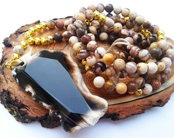 •AEON• red creek jasper smile + silver necklace (20
