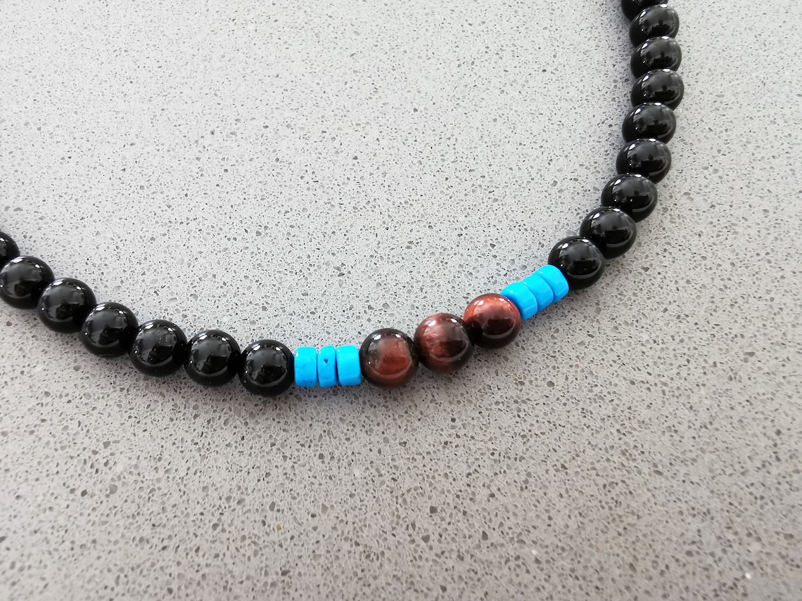 Mens Beaded Choker Necklace Black Onyx Necklace for men Etsy