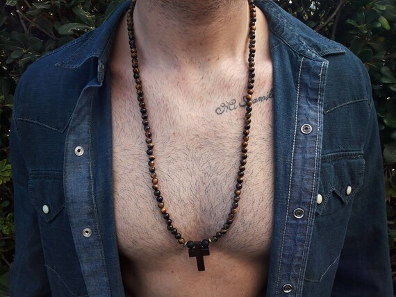 Mens beaded cross necklace deals