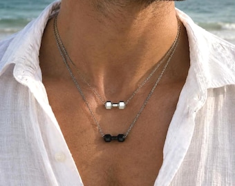 Men’s Dumbbell Necklace, Fitness Jewelry, Gym Necklace for Men, Weightlifting Gift, Bodybuilder Gift, Gym Lover Gift