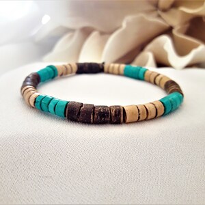 Pulsera de cuentas surferas para hombre, pulseras elásticas apilables para hombre, pulseras bohemias para hombre