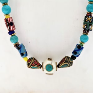 Türkis Halskette Männer, afrikanische Perlen Halskette Männer, Boho Halskette Männer, Lange Edelstein Halskette, Ethnische Halskette Mann, Geschenke für ihn