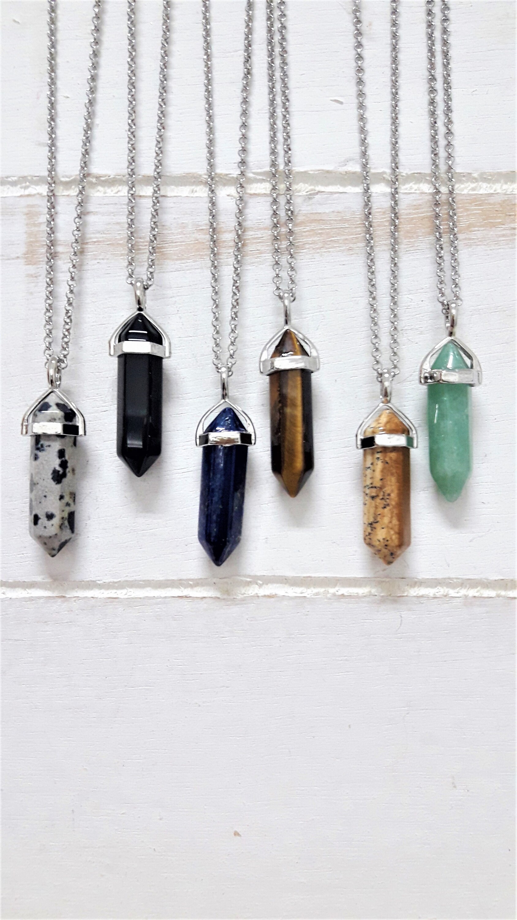 Mens Crystal point necklace Mens Silver chain necklace Men Etsy