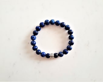 Beaded Bracelet for Men, Lapis Lazuli Men's Bracelet, Yoga Stretch Bracelet for men, Yoga Gifts, Guys Gift, Husband Gift, Valentines Gift